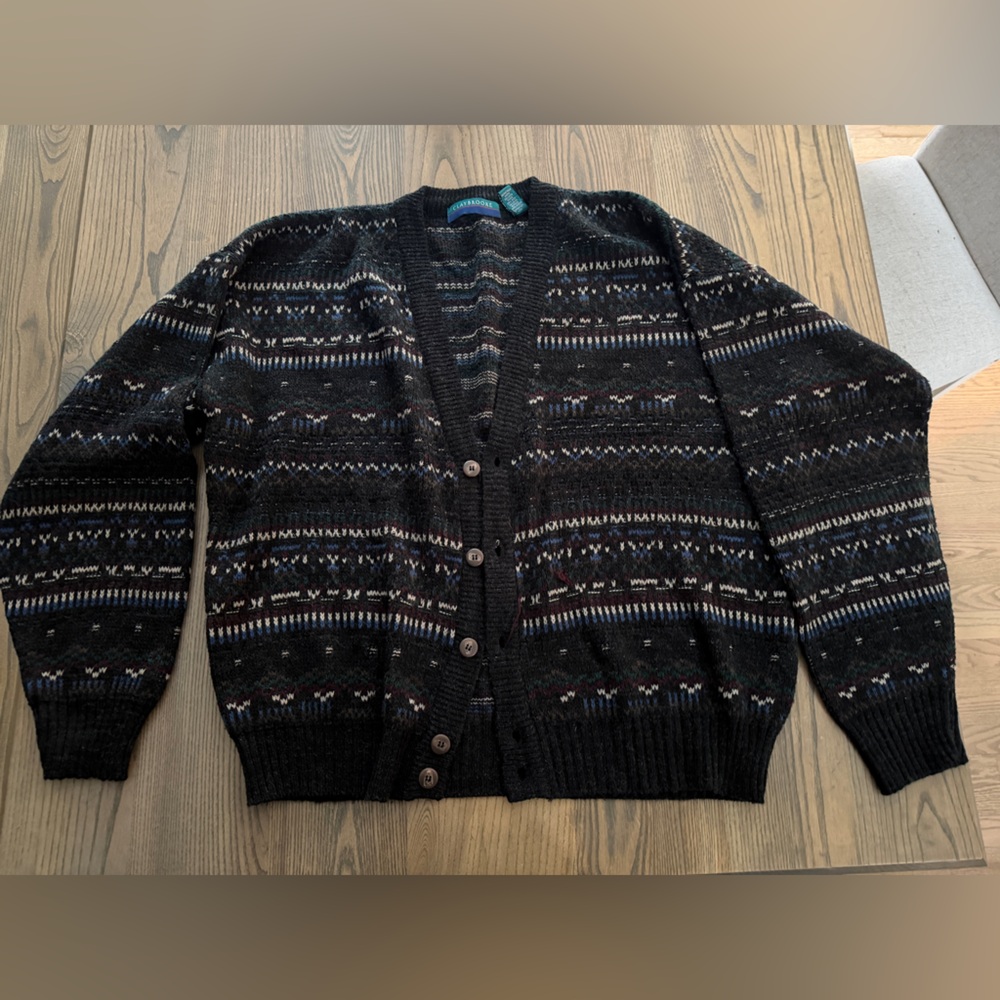 Men's Black Patterned Sweater